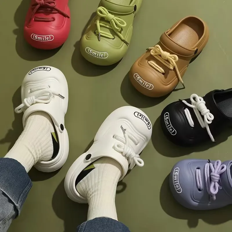 

Lace Up Flats Women's Sandals Summer 2023 Outdoor Platform Slippers Shoes for Women Casual Streetwear Home Soft Slides Footwear