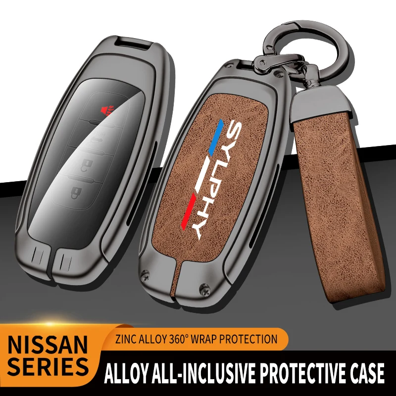 

Car TPU Zinc Alloy Key Case Bag For Nissan SYLPHY 2007-2023 Car Key Chain Car Metal Key Shell Interior Decoration Accessories