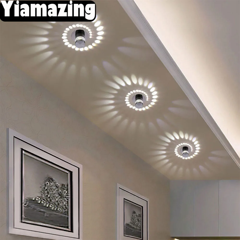 

2PCS Spiral Modern Decorativer LED Downlight Surface Mounted 220V 110V 3W 5W 7W Recessed Porch Balcony Corridor Canopy Wall Lamp