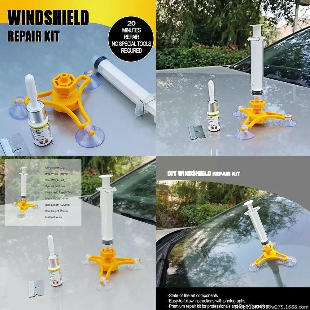 

Windshield Repair Kit Windscreen Repair Tool Kit Quick Diy Sealer Fix Car Screen Window Auto Resin Glass Polishing Cracked I1e4