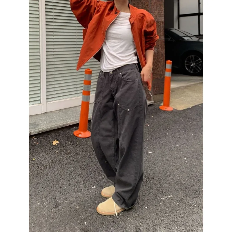 

Брюки-карго с заклепками в винтажном стиле, модные мешковатые штаны в Корейском стиле 90-х, эстетичные свободные штаны с низкой талией, сказочные штаны в стиле Харадзюку