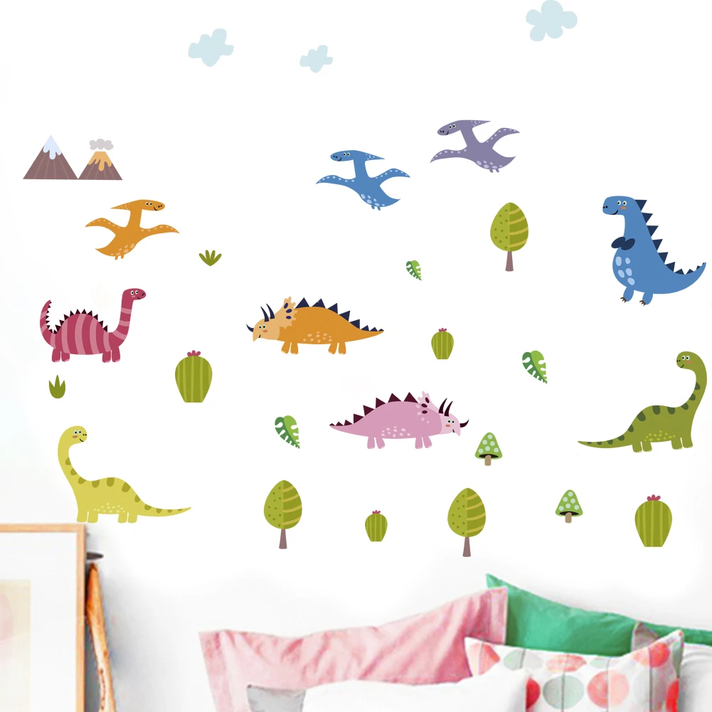 Cartoon dinosaur animal paradise wall stickers boy children