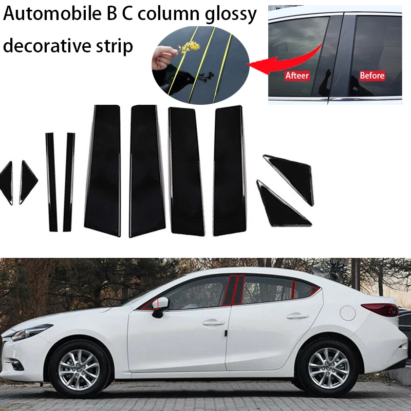 

Hot 10Pcs Black Pillar Posts Set For Mazda 3 Axela 2014-2017 Cover Door Window Trim