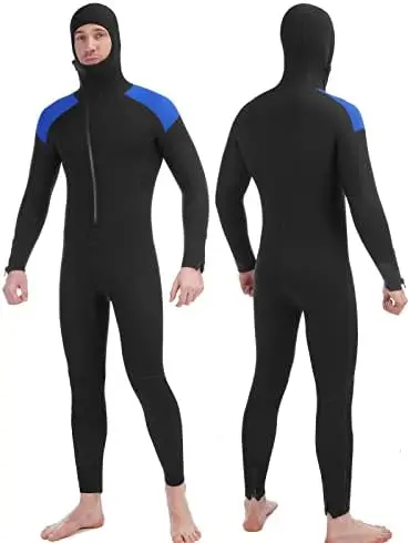 

Мужской гидрокостюм 5 мм, костюм для подводного плавания с капюшоном на молнии спереди, для подводного плавания, Сноркелинга, каякинга, катания на каноэ, мокрые костюмы из неопрена