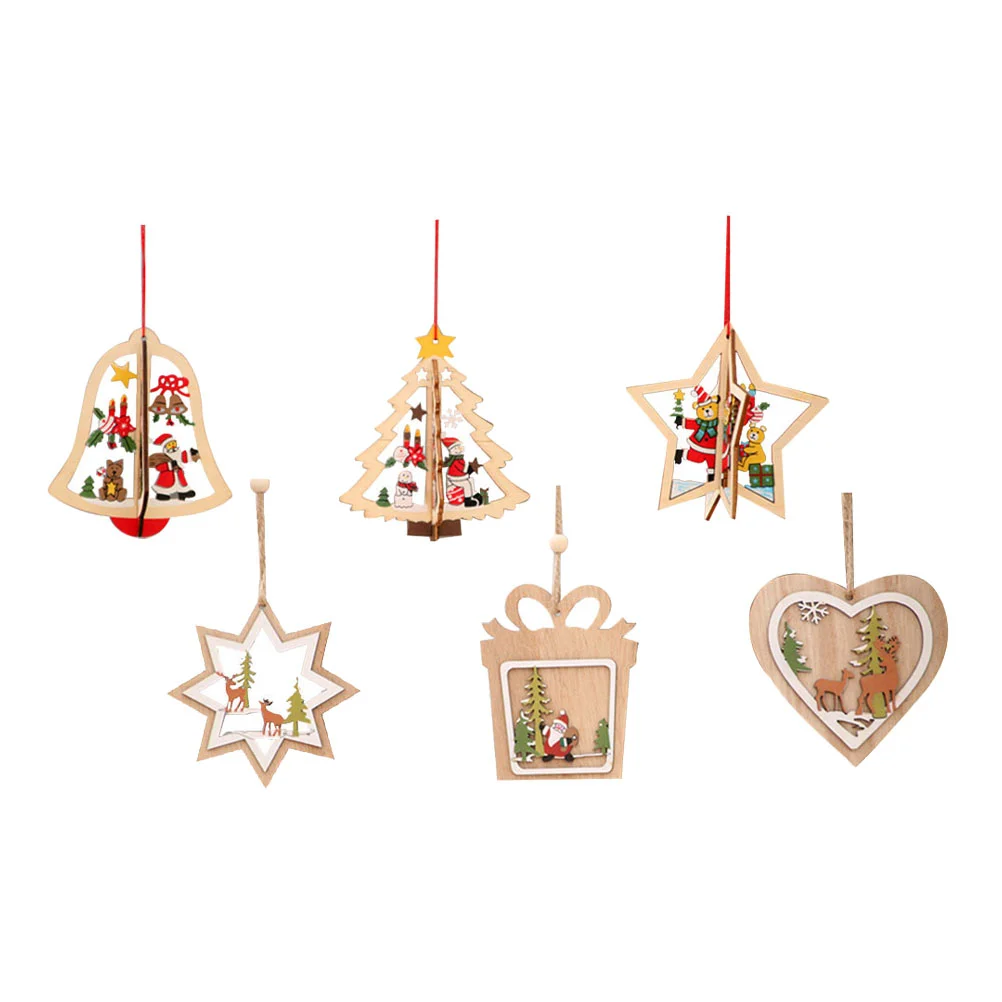 

Xmas Tree Hanging Ornament Wooden Christmas Hollow Pendant Decorations Adornment