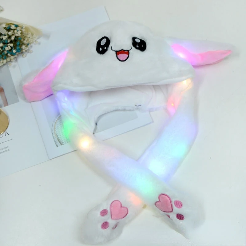 

Cartoon Rabbit Women's Hat Beanie Winter Plush Movable Rabbit Ears Hat Earmuffs Movable Ear Toy Hat Girls Winter Accessories