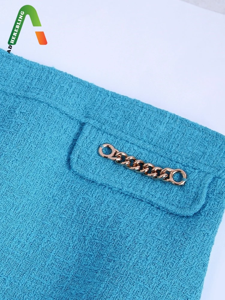 Женская Повседневная твидовая юбка Adherebling голубая шерстяная мини-юбка с