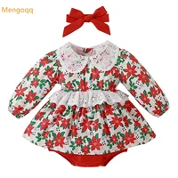 newborn baby girls autumn full sleeve peter pan collar flower ruched jumpsuits kids infanttoddler bodysuitsheadband 0 18m