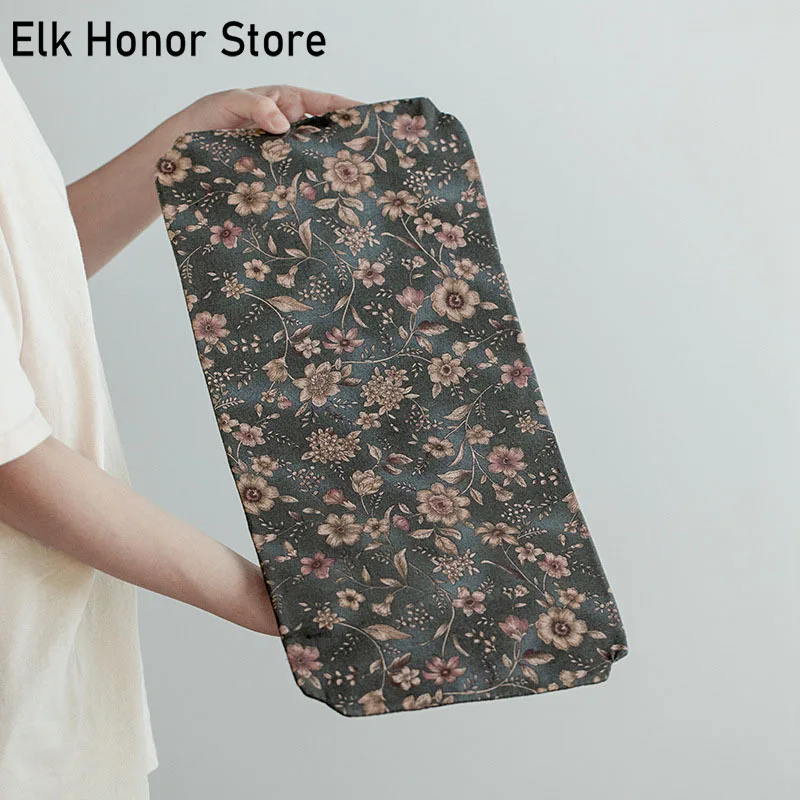 

Льняной маленький коврик в Корейском стиле для сухого чайного столика с разбитыми цветами, поднос под чайный столик с маленьким флагом, ков...