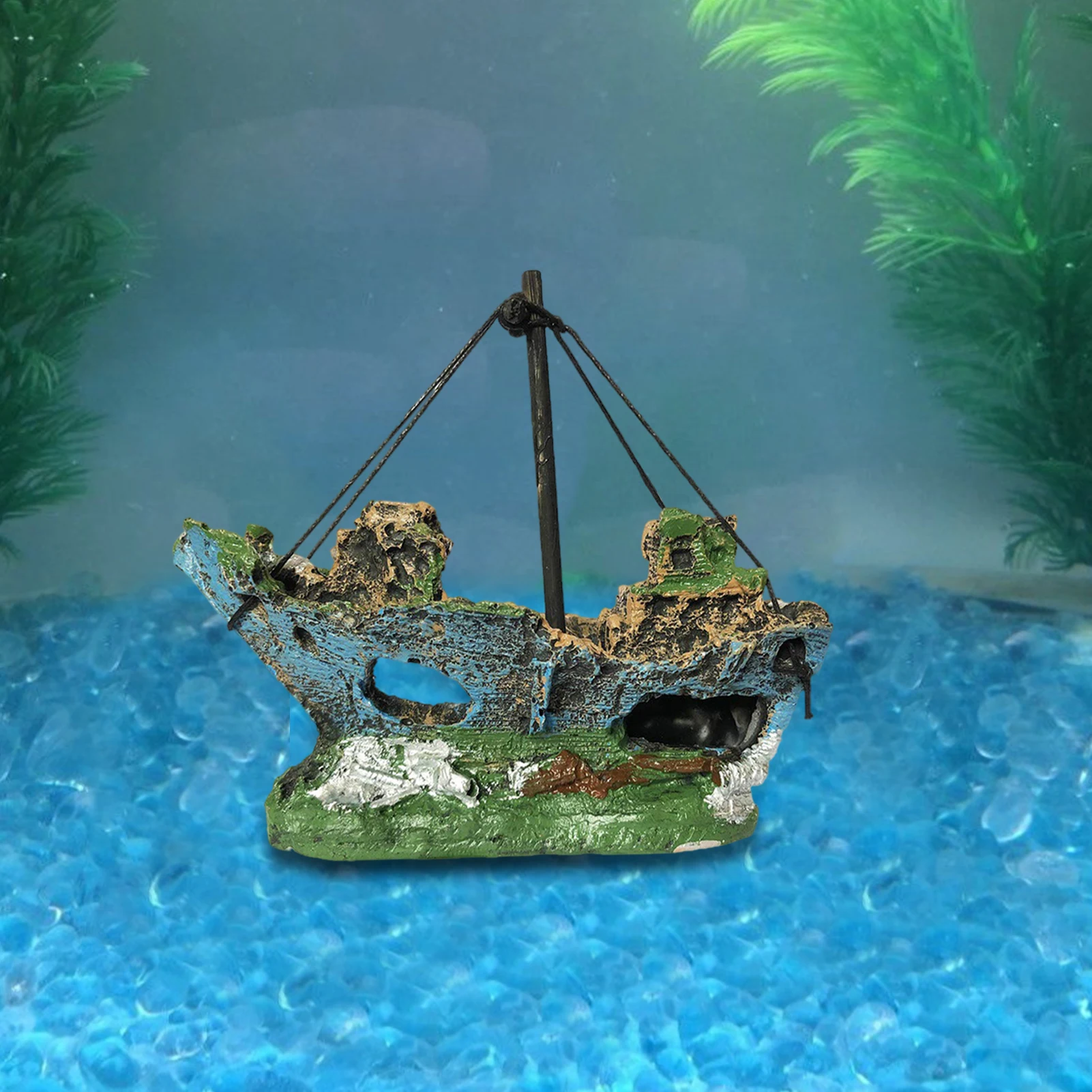 

Aquarium Ornament Wreck Sunk Ship Sailing Boat Destroyer Fish Tank Cave Decor Fish Tank Accessories аквариумные аксессуары