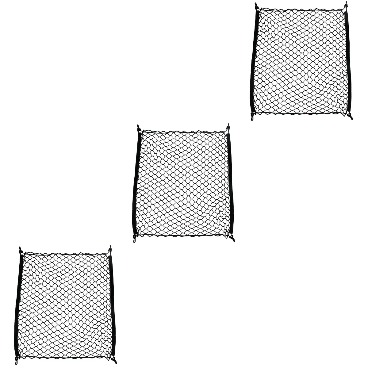 

3pcs 70 x 70cm Dual Layer Mesh Storage Net Car Trunk Cargo Organizer with 4 Hooks Auto Accessory