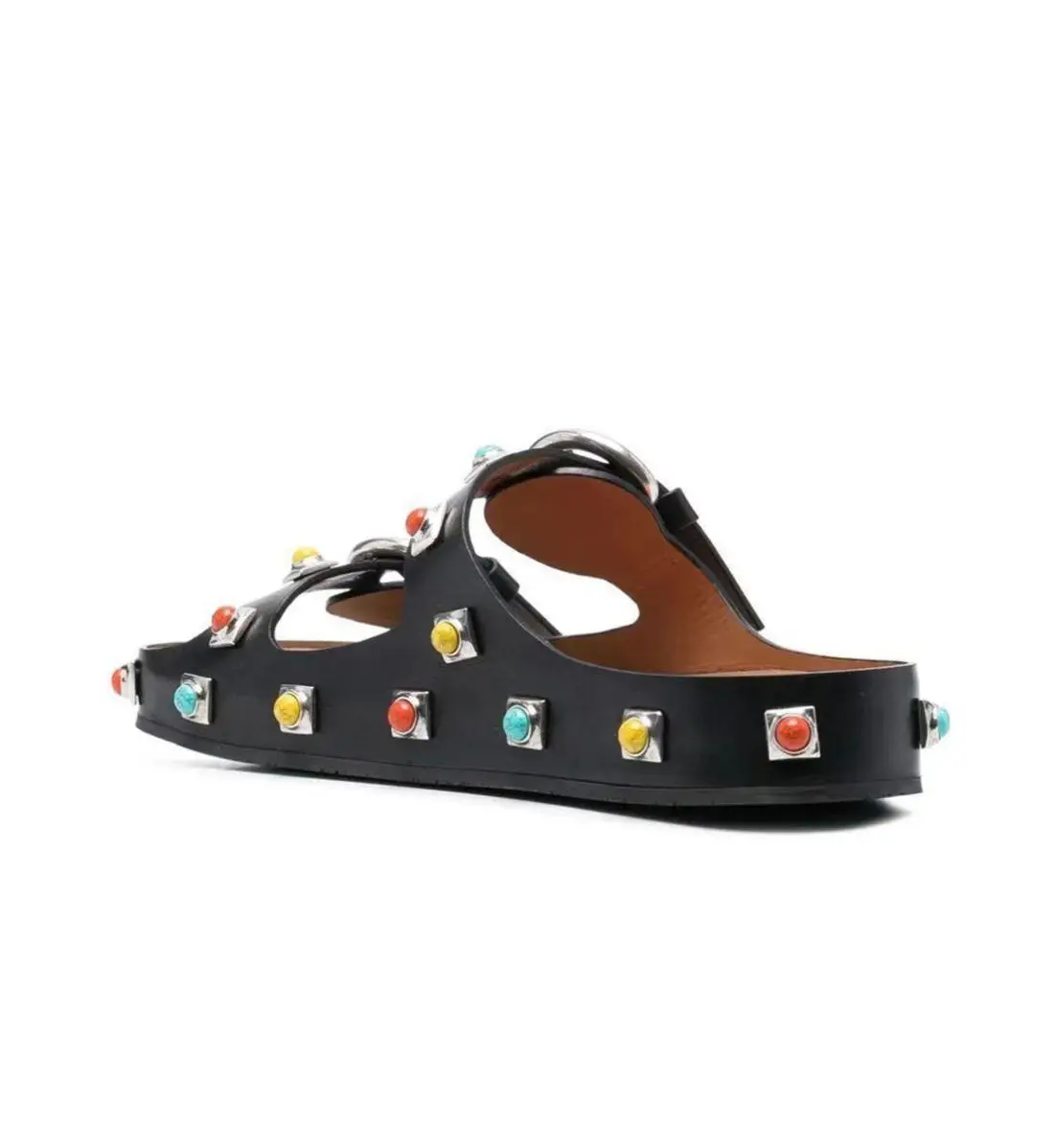 Fashion Studs Buckles Open Toe Flat Shoes Black Rivet Sandals Outdoor Female Summer Slingback Slippers Luxury Shoes For Women