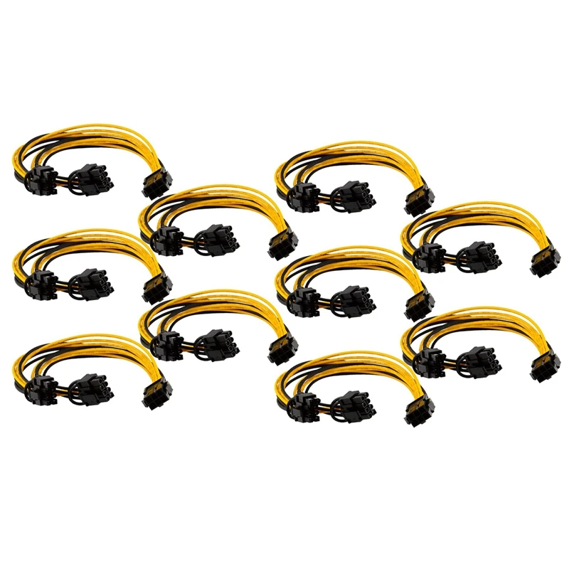 

10PCS PCI-E 6-Pin To Dual 6+2-Pin Power Splitter Cable Image Card PCIE PCI Express 6Pin To Dual 8Pin Power Cable