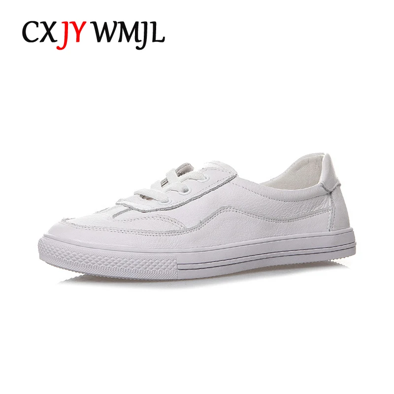 

Кроссовки CXJYWMJL женские из воловьей кожи, повседневная обувь на плоской подошве, маленькие белые, из натуральной кожи, с вулканизированной п...