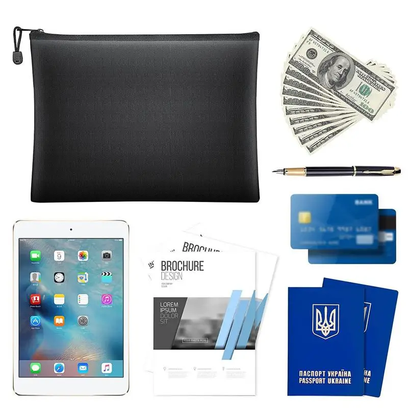 

Fireproof Document Bag Fireproof Money Bag Shield Important Documents & Valuables From Fire & Water Safe Bag For Money Keys