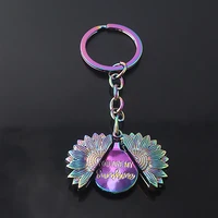sunflower stainless steel keychain you are my sunshin flower openable locket pendant couple gift accessories for women and men