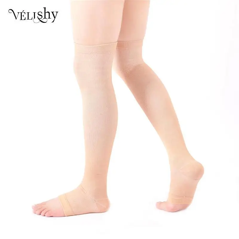 

1Pair 60cm Varicose Vein Fatigue Relief Leg Warmer Compression Calf Sleeve Sock Long Stocking Elastic Leg Support Leg Shin Sock