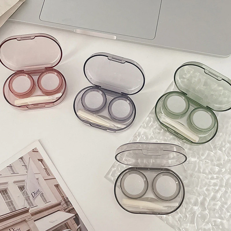 

1pc Portable Mini Contact Lens Case for Travel Transparent Travel Kit Holder Storage Eye Care Container with Mirror Lenses Box