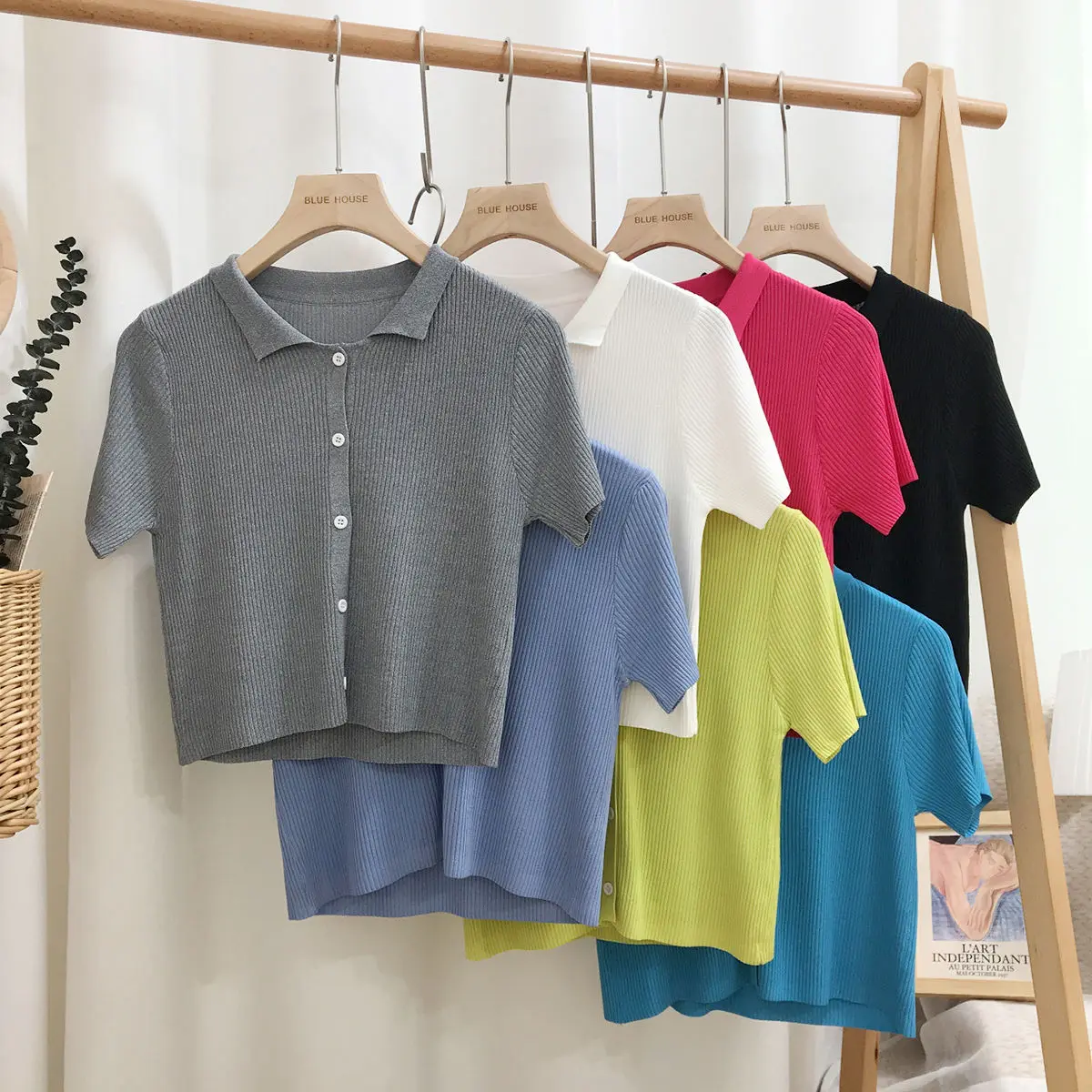 

Cropped V Neck Knitted Jacket Short Sleeve Girl Summer Tops Slim Short Sweater Women Summer Clothing T-Shirt