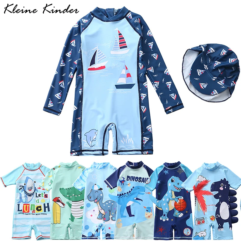 Swimsuit Boy One Piece Long Sleeve Bathing Suit Kids Dinosaur Overalls Children's Swimwear for Boys Beach Baby Swimming Wear