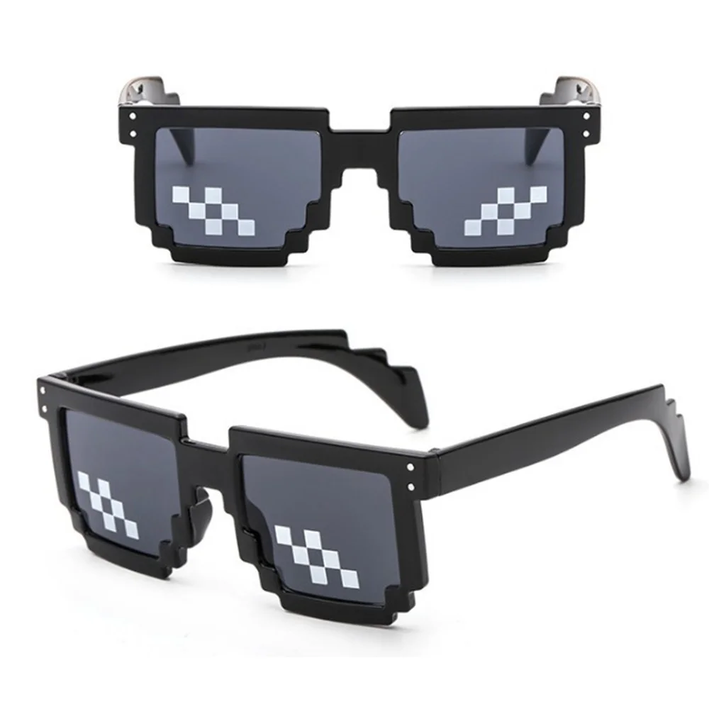 

Mosaic Sunglasses for Mens Womens Pixel Black Vintage Gamer Robot Sunglasses Cool Party Retro Shades Eyewear