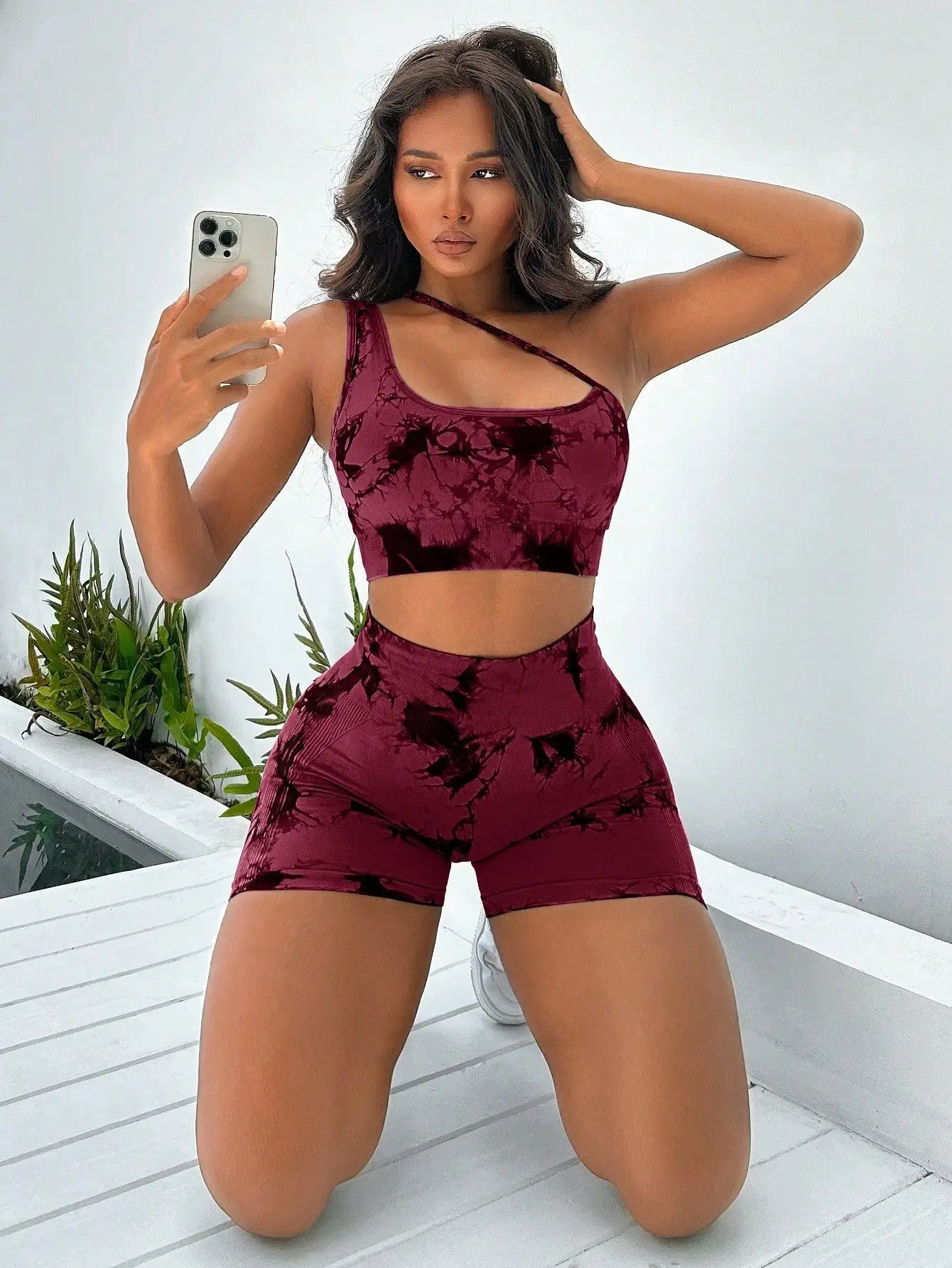 

Tie-dye Sports Shorts Set Women's Sexy Seamless Yoga Shorts Summer Bra Set Yoga Shorts Workout Running Cycling Sports Leggings