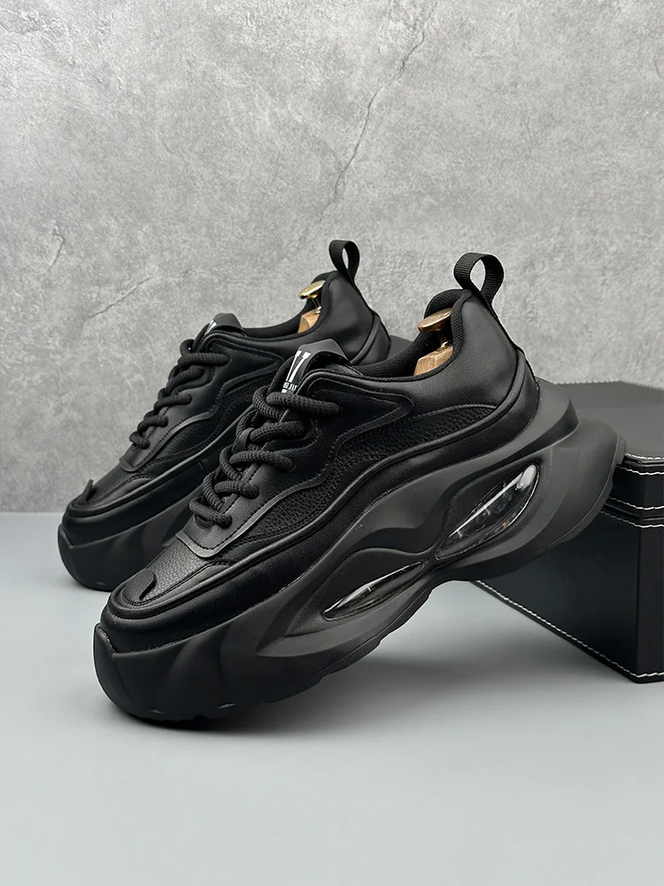 Мужские туфли для папы на воздушной подушке осень-зима 2024 новая кожаная