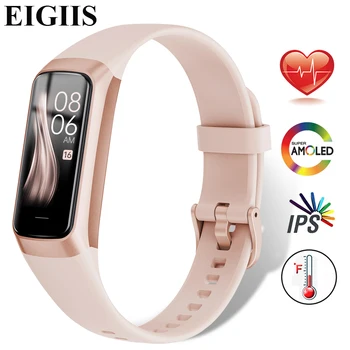 EIGIIS Smart Band Women 1.1'' Amoled Smart Watch 2022 Gold Heart Rate Blood Pressure Smart Bracelet Sport Fitness Tracker
