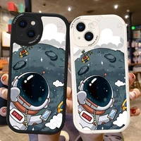 silicone leather soft case for iphone 13 12 11 pro max 13 x xs xr 7 8 plus se 2022 shockproof artistic cartoon astronuat cover