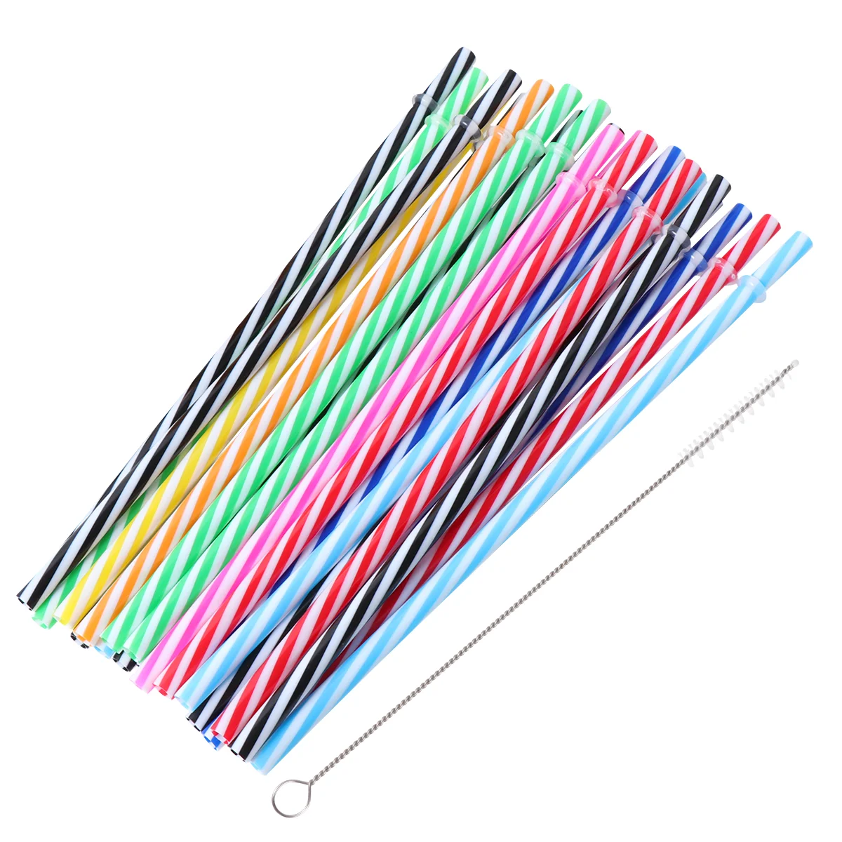 

25PCS Reusable Straws Colored Threaded Straws with Cleaning Brush for Party Supplies, Birthday, Wedding