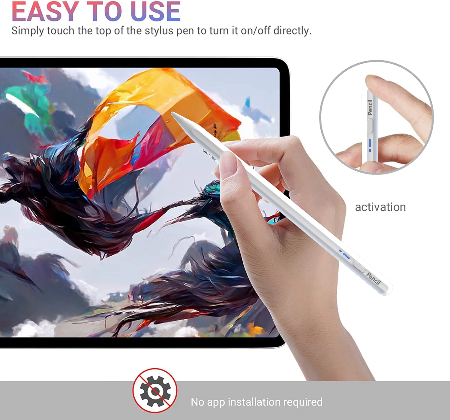 Стилус для Apple Pencil с наклоном ладони iPad Air 11 M2 2024 Pro 13/14 M4 4/5 7/8/9/10th 2018-2024