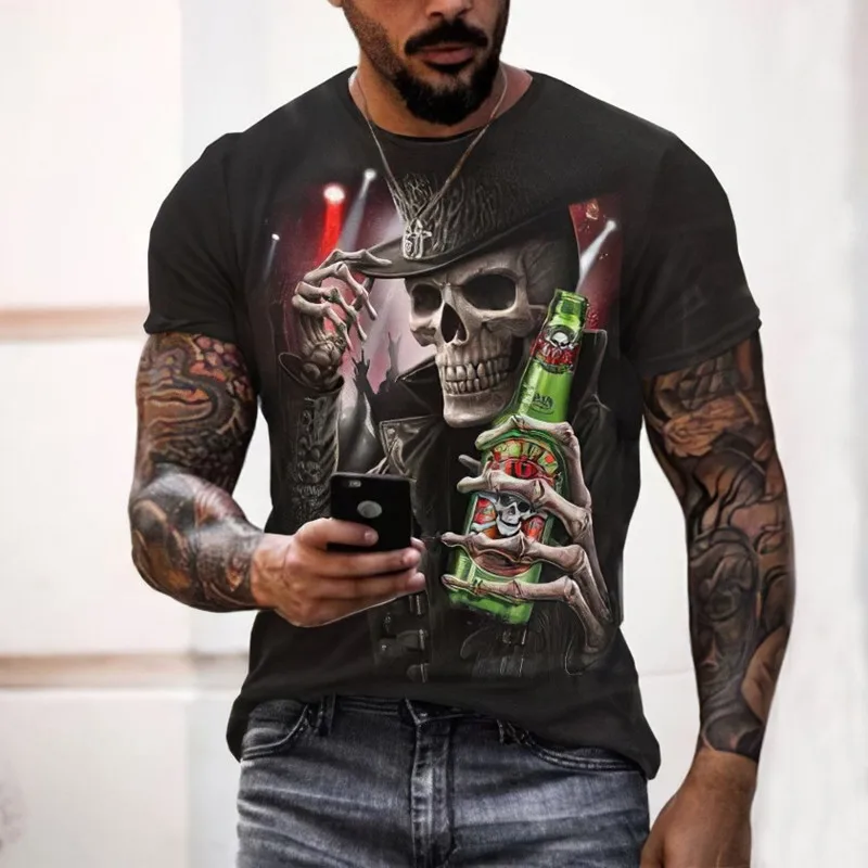 

Summer Skull Print 3D Personality T-Shirt Men's and Women's Sportswear Harajuku Casual Top Men's Oversized T-Shirt Top