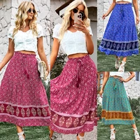 2022 new tassel bandage summer casual retro bohemain maxi skirt women lace up long print skirt leisure sexy fashion elegant y2k