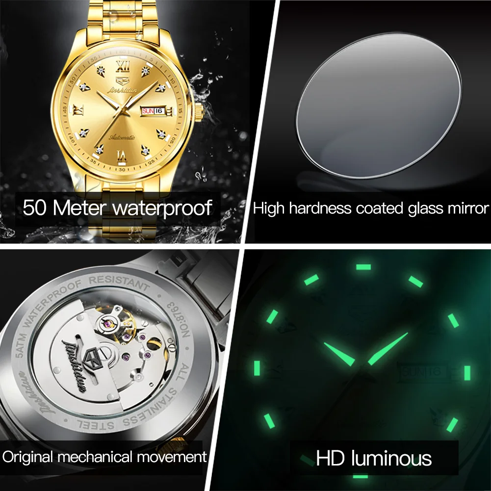 Couples Watch TAXAU Top Luxury Automatic Mechanical Wristwatch Waterproof Stainless Steel Strap Classic Clock Gift Free Shipping