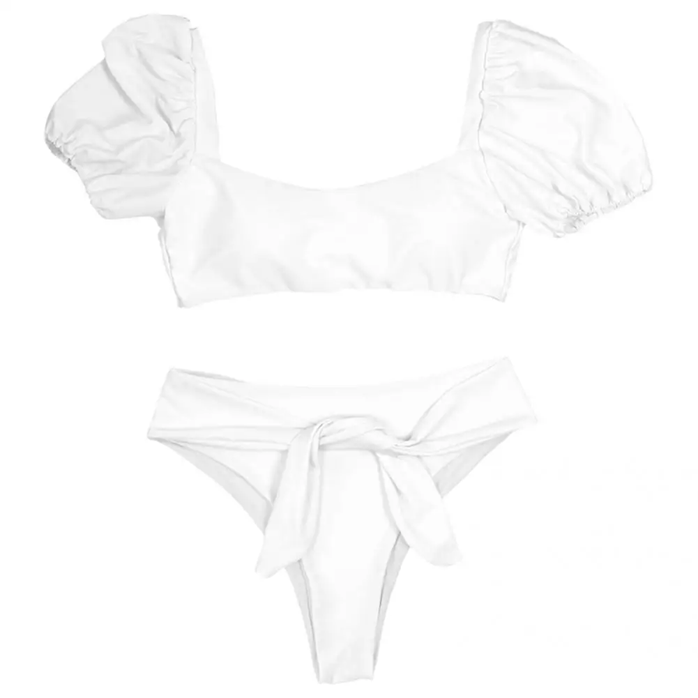 

Женское однотонное бикини с бантом, 2 шт./компл.