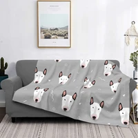 bull terrier knitted blankets fleece gift for animal dog lover soft throw blankets for car sofa couch bedroom quilt