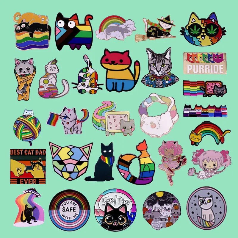 Милая эмблема кота креативная металлическая брошь с мультяшным животным модная