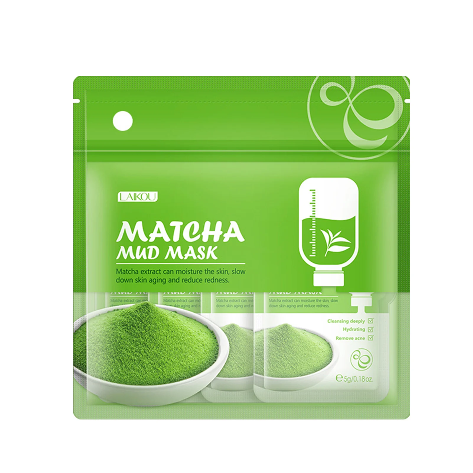 

Маска для лица с зеленой глиной маття, 12 шт.