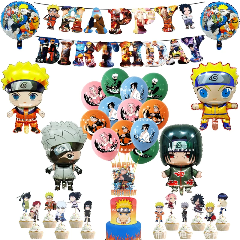 Надувные фольгированные воздушные шары Учиха Саске латексные с днем рождения