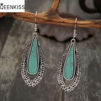 qeenkiss%c2%a0eg6312%c2%a0jewelry%c2%a0wholesale%c2%a0fashion%c2%a0woman%c2%a0girl%c2%a0birthday%c2%a0wedding%c2%a0retro water drop turquoise antique silver drop earrings