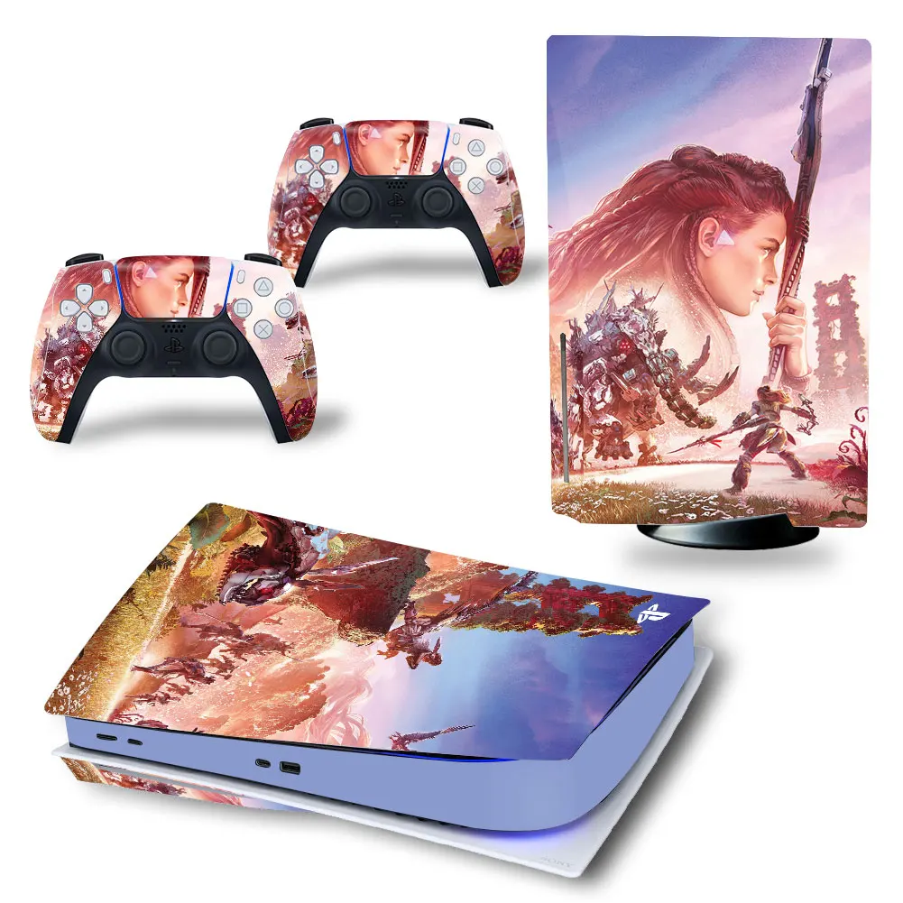 Наклейка для PS5 UHD/CD-ROM версии Horizon Line наклейка консоли PlayStation 5 и 2 контроллера |