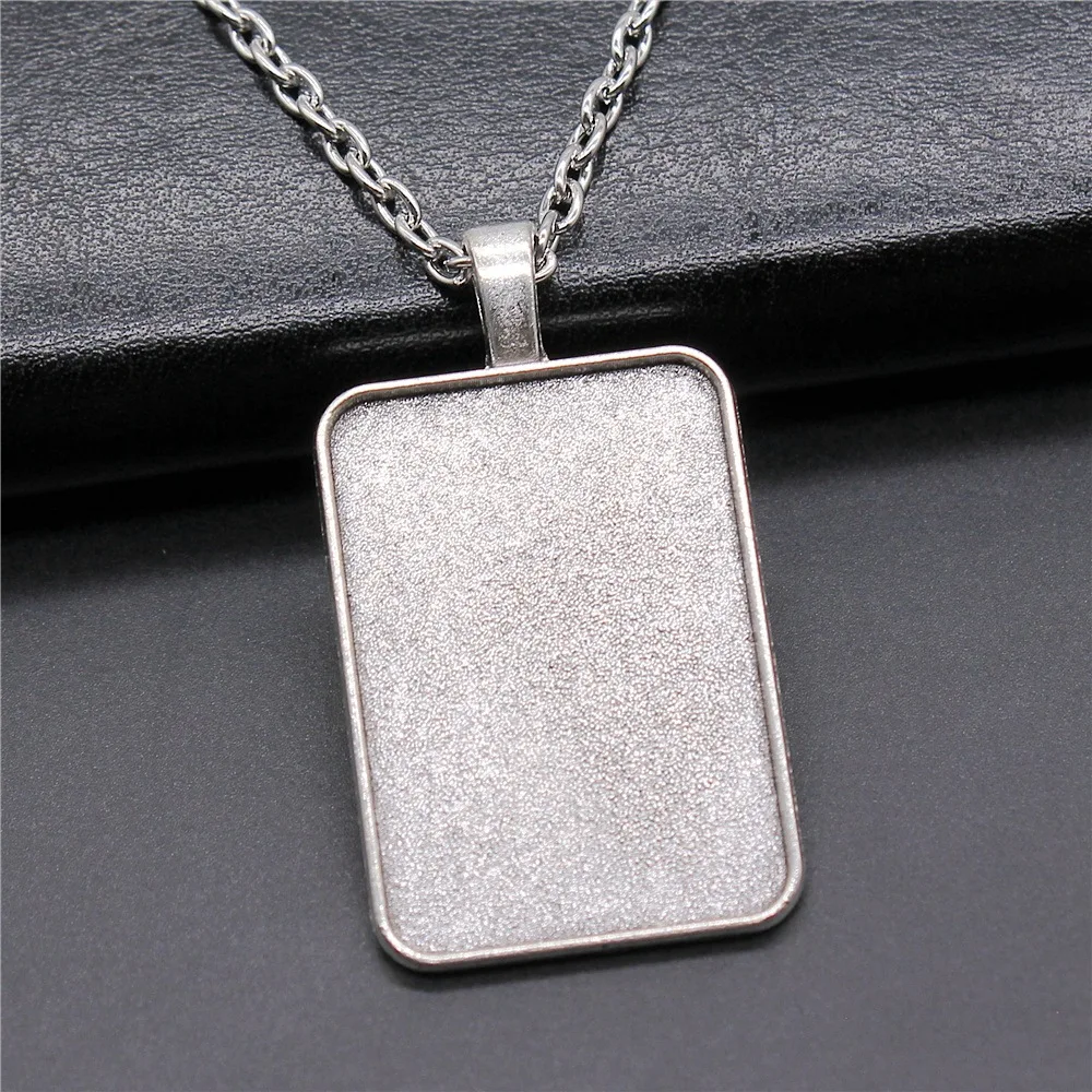 

2 Colors 23x33mm Inner Size Rectangle Classic Side Perforation Cabochon Base Setting Pendant Necklace Accessories