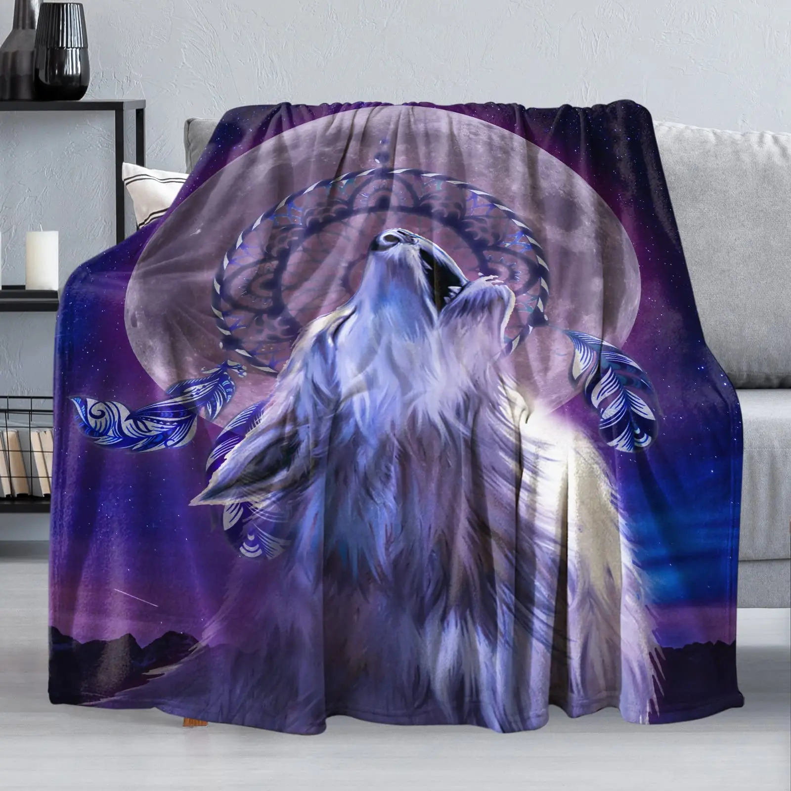 

Флисовое одеяло Синего Волка, зимнее удобное одеяло с волками в виде животных, легкое мягкое плотное теплое одеяло для кровати, кушетки, двуспальной кровати