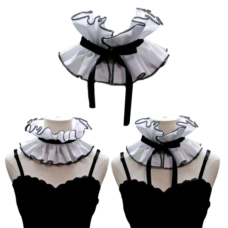 

Detachable Vintage Frilled Collar Girls Clothes Choker for Shirt or Dress Ruffled Laple Shawl for Lady Girl