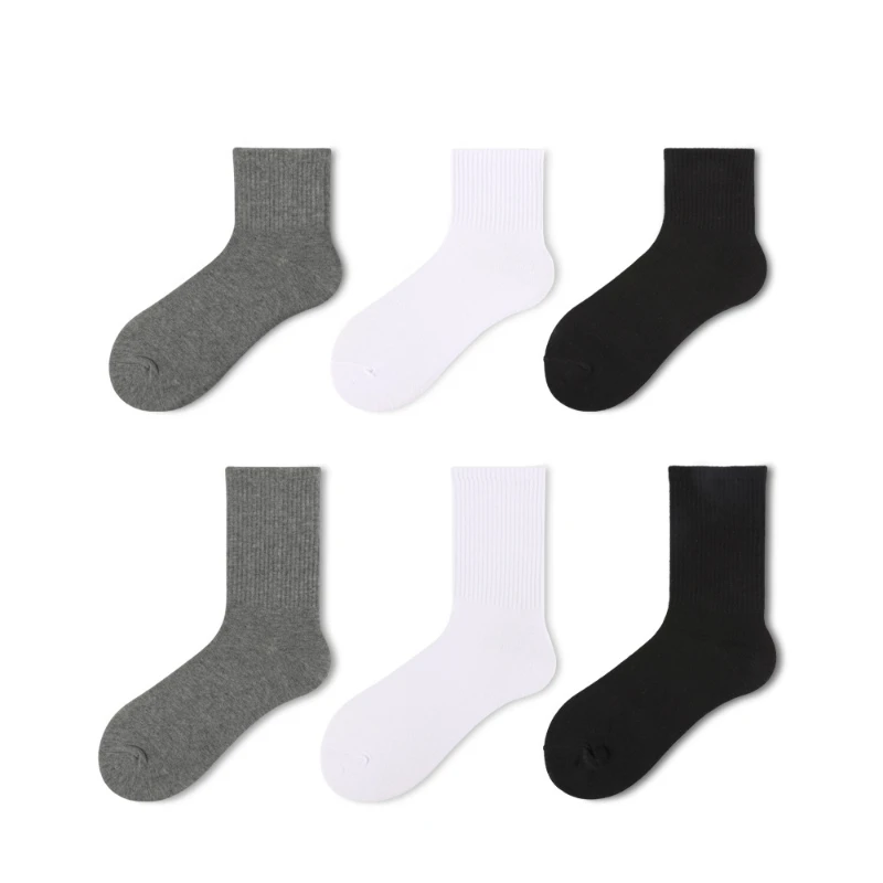 

Sports Harajuku Solid Color Basketball Black Men's Socks Men Cotton Medium Tube Tide White Short Shoes Unisex Women's Man Funny