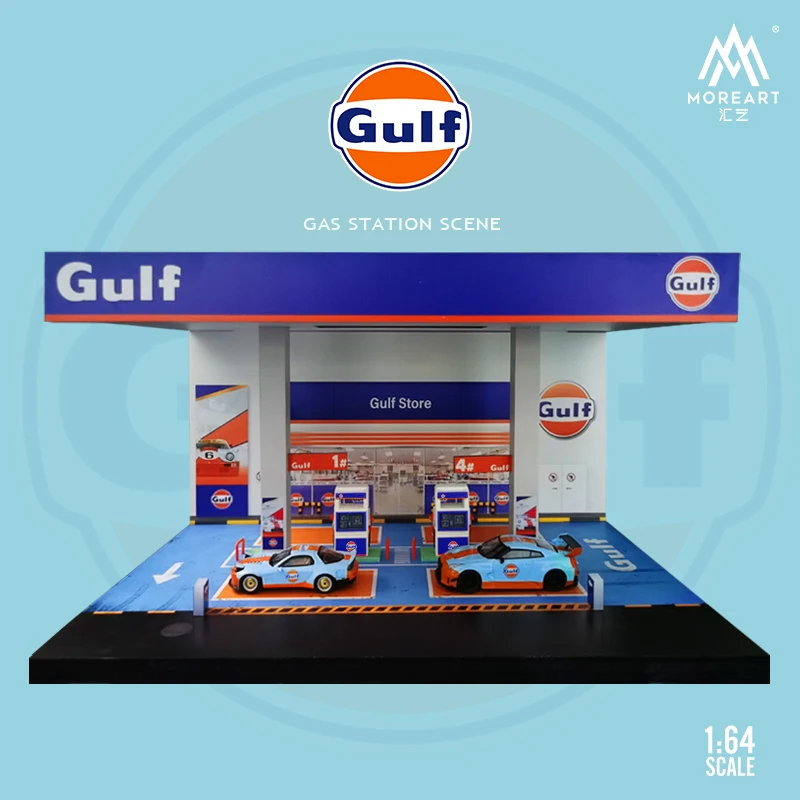 

Time Micro MoreArt 1:64 Diorama Gulf Oil Gulf Gas Station Model