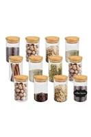 12li with bamboo lid mini glass storage container spice rack set favorite kitchen hot easy use special design dining en%c3%a7oktercih