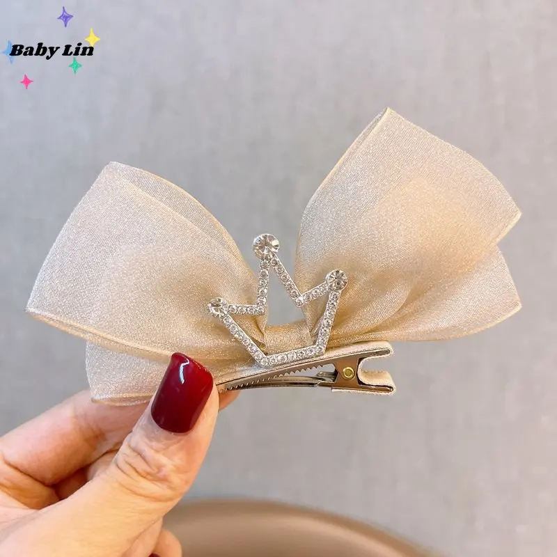 

Детская заколка для волос с бантом, Корейская марлевая 3D заколка для волос в виде короны принцессы, головной убор для фотосессии на день рождения, Детские аксессуары для волос для девочек, новинка 2023