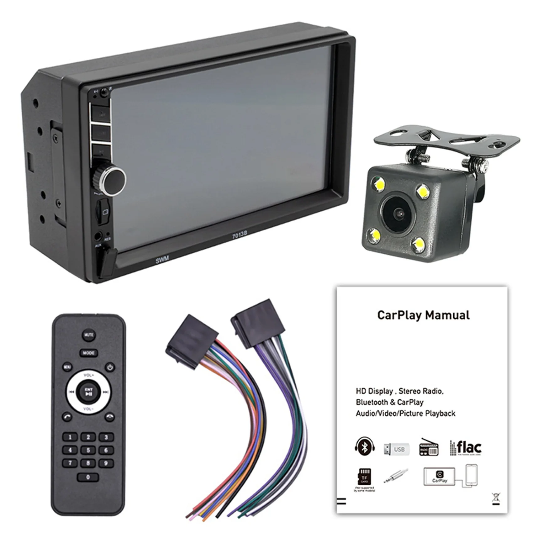 

2 Din 7 Inch Car Radio Car Stereo Bluetooth MP5 Player with CarPlay Android Auto USB FM Touch Screen Multimedia Player A