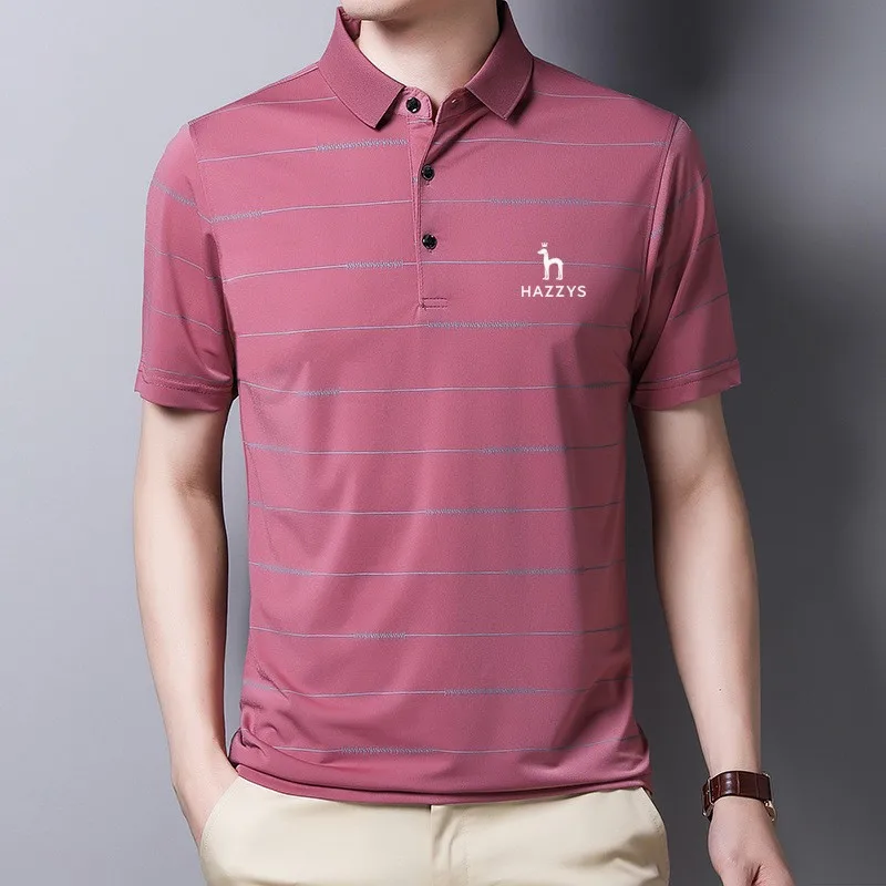 Embroidered high-quality new polo shirt striped short sleeved summer cool shirt Golf men's polo shirt short sleeved T-shirt